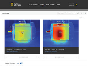 Comparing two IR images on Fluke Connect&trade; Assets software