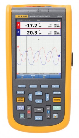 Fluke 124B Industrial ScopeMeter Hand-Held Oscilloscope, 40 MHz-
